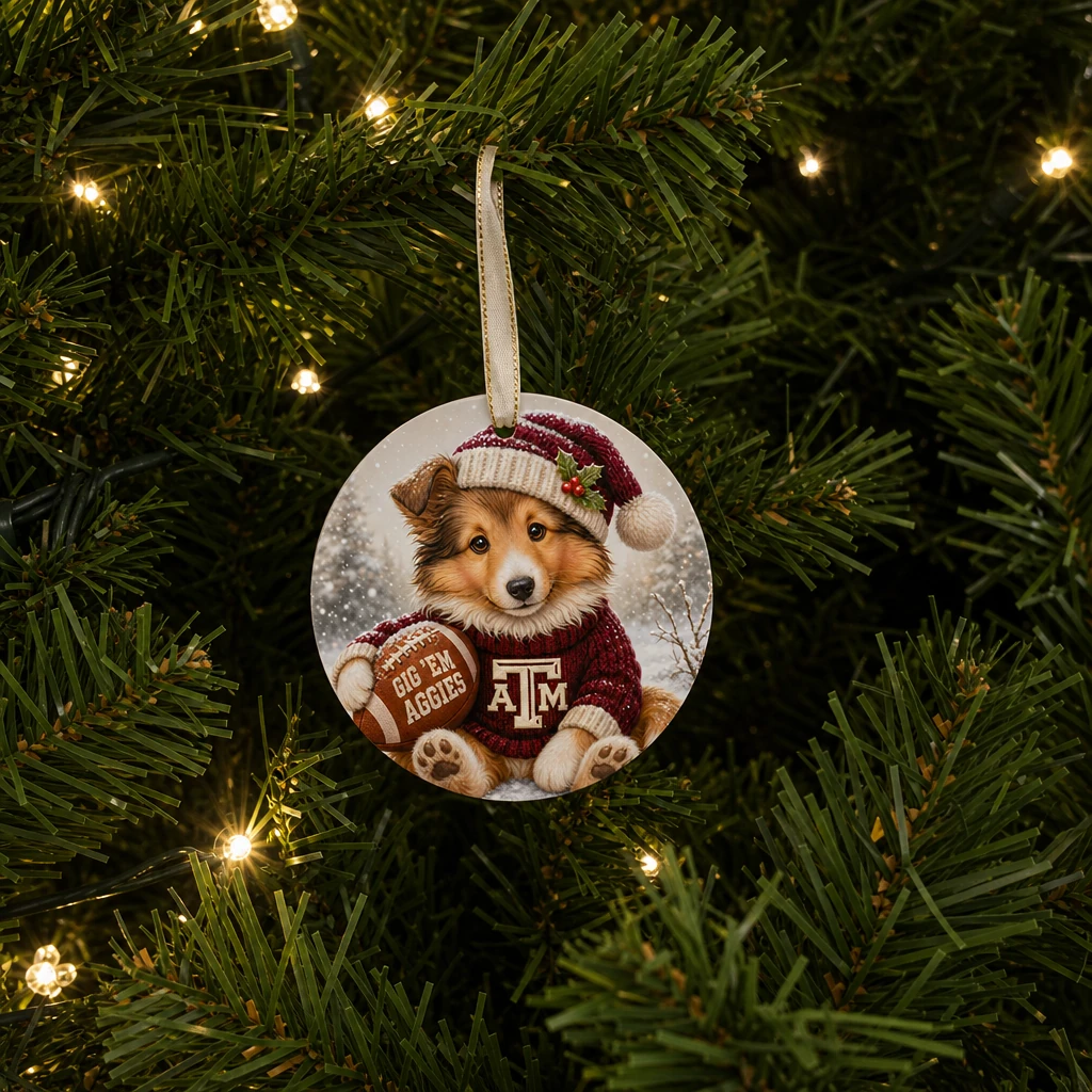 Texas A&M Aggies Ornament 2.75 in Double-Sided Aluminum Christmas Tree Decor
