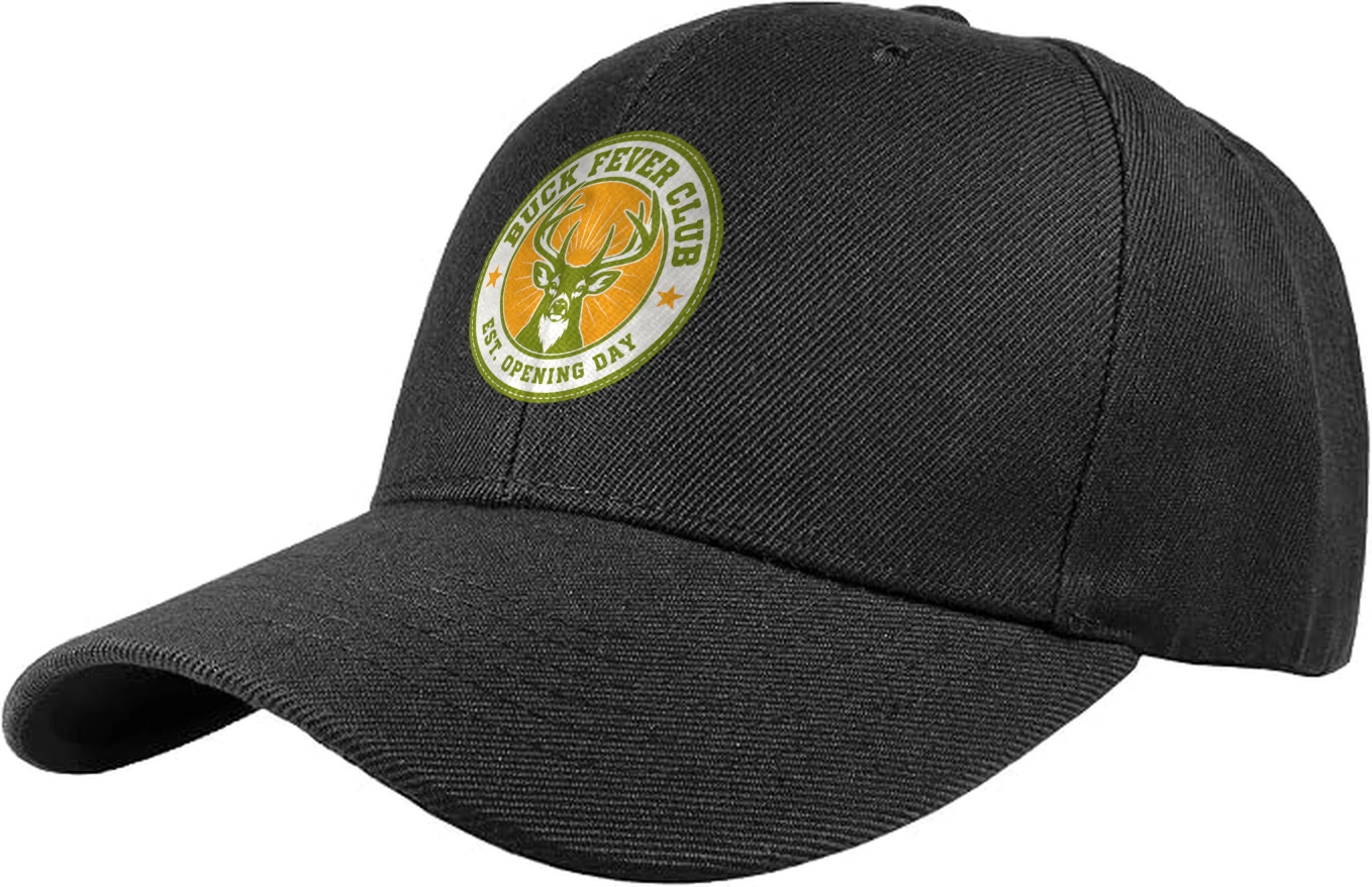 Buck Fever Club Hat, Whitetail Deer Hunting Black Low Profile Cap with Adjustable Buckle