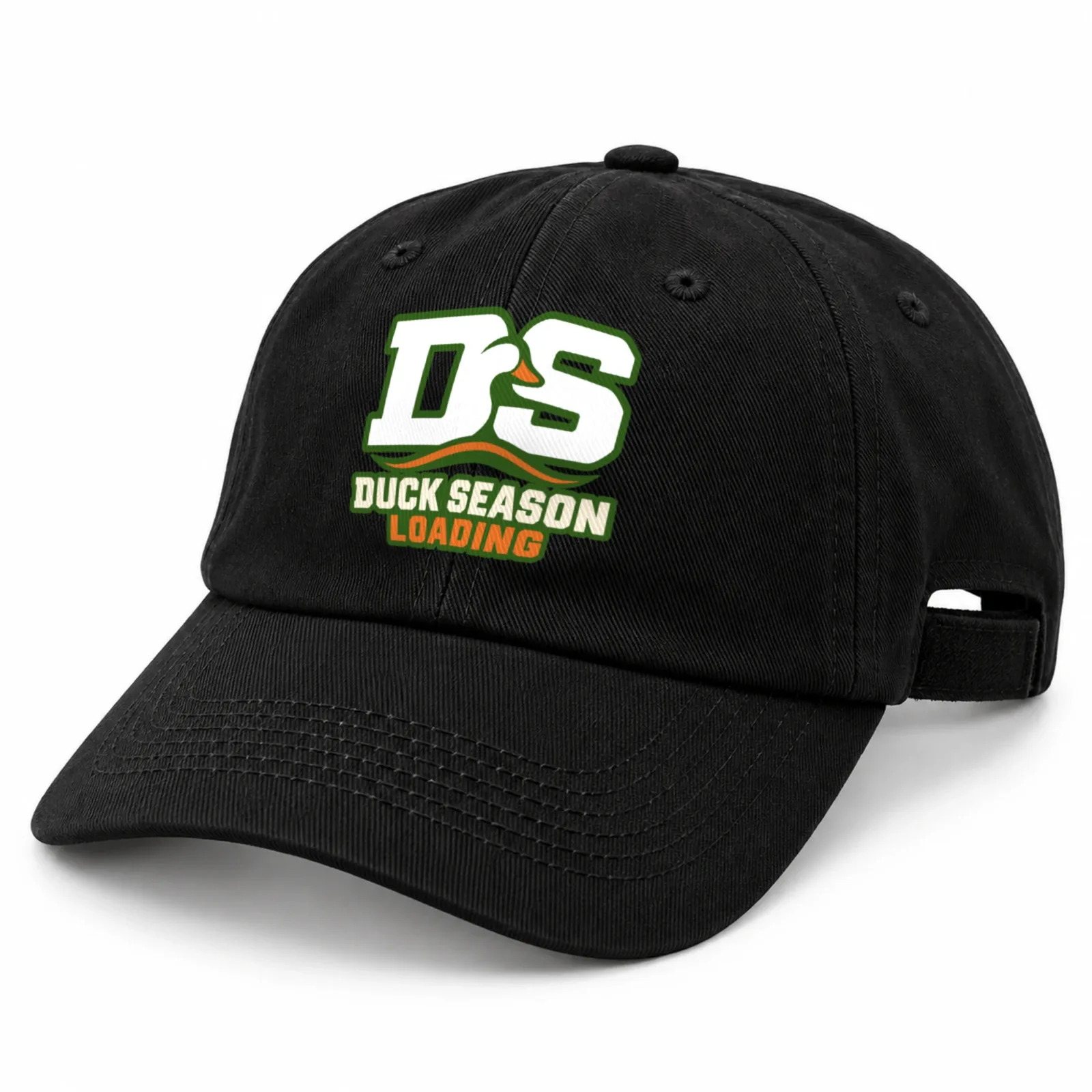 Duck Season Loading Baseball Cap - Black Adjustable Flat DTF Hunting Hat