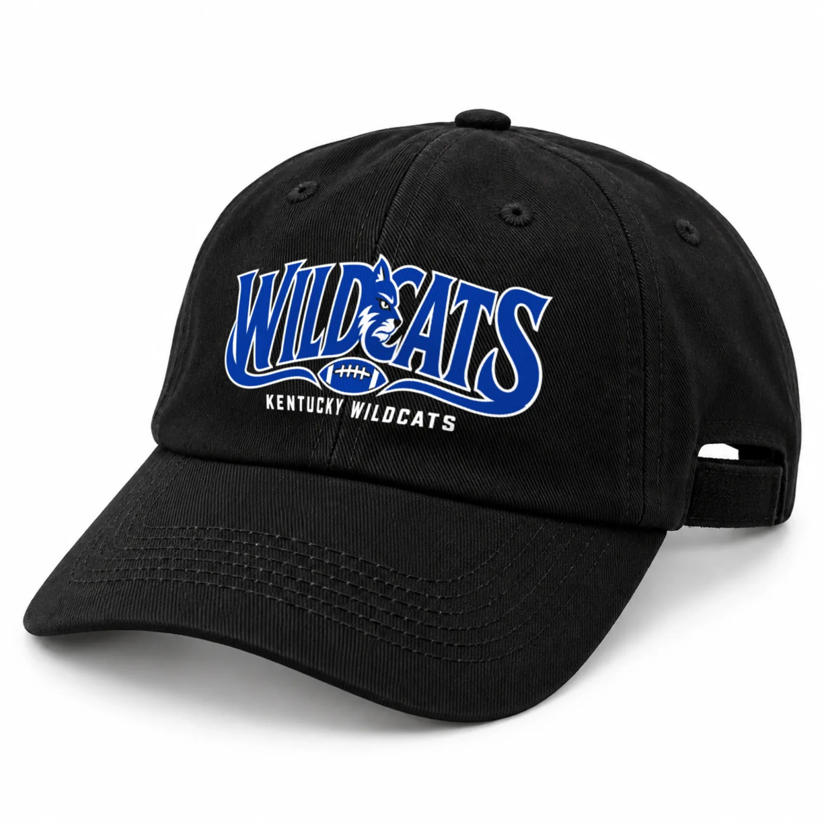 Kentucky Wildcats Baseball Cap Black Flat Print Football Adjustable