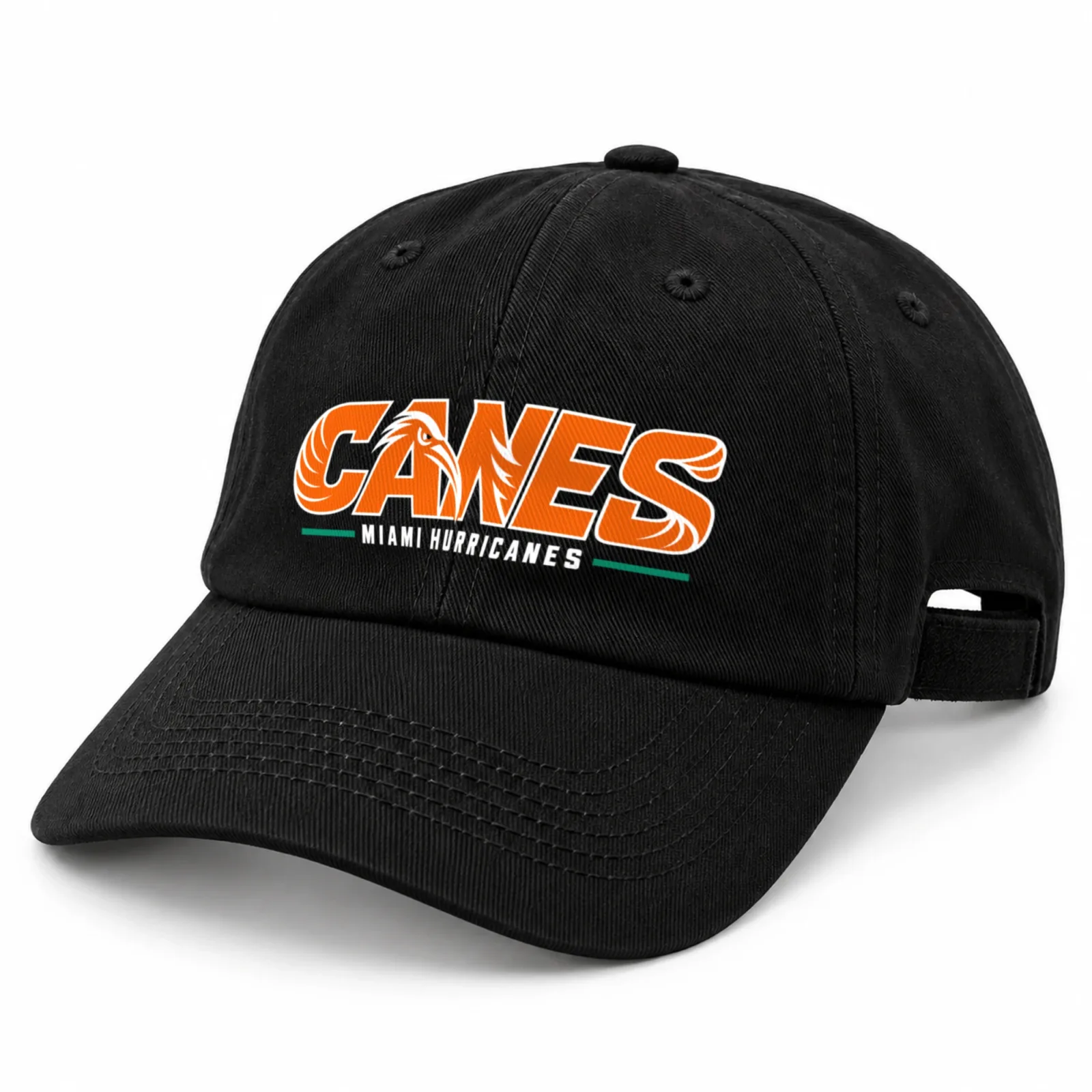 Miami Hurricanes Canes Washed Cotton Baseball Cap, Game Day Fan Dad Hat