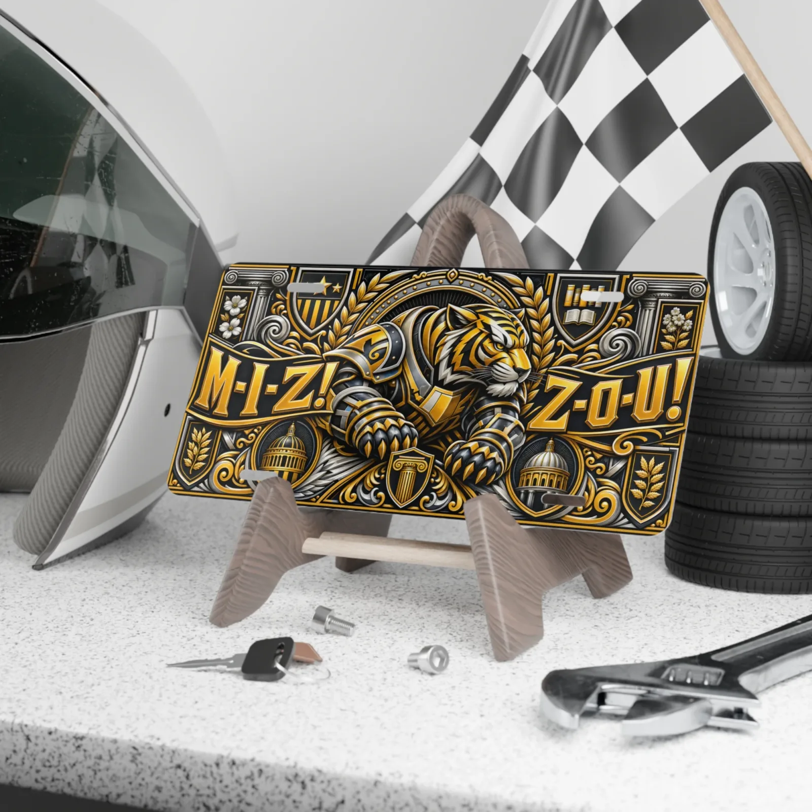 Missouri Tigers Mizzou Armored Tiger Aluminum License Plate Car Tag 12x6 In