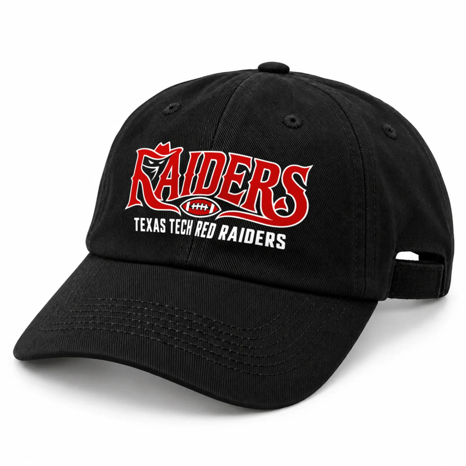 Texas Tech Red Raiders Baseball Cap Black Flat Print Western Football