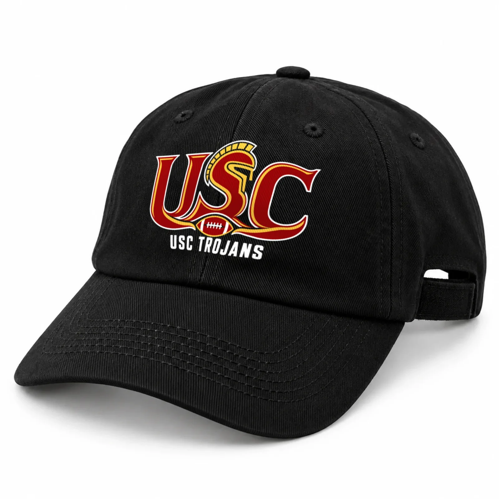 USC Trojans Baseball Cap - Black Washed Cotton Dad Hat
