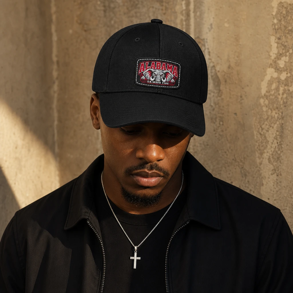 Alabama Crimson Tide Leatherette Patch Baseball Cap, Low Profile Unstructured Dad Hat