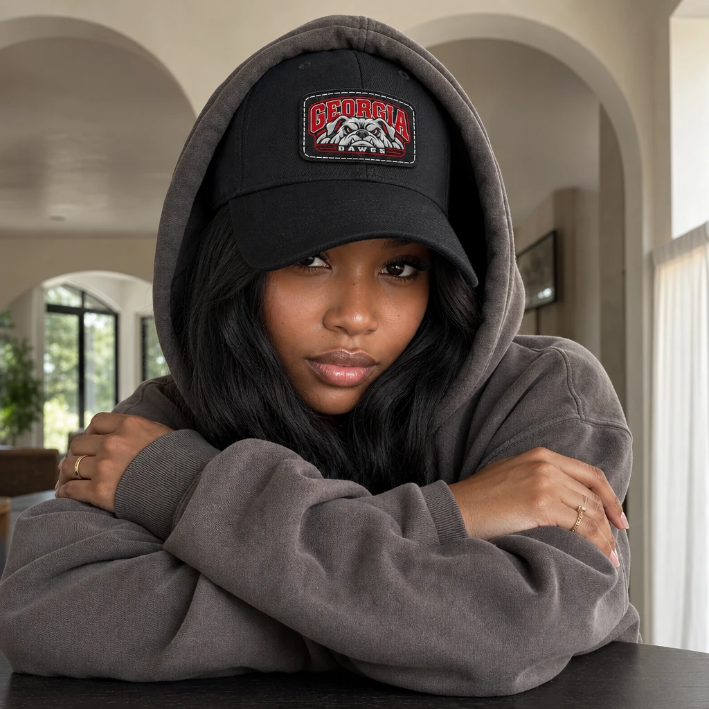 Georgia Bulldogs Low Profile Baseball Cap, Leatherette Patch Dad Hat