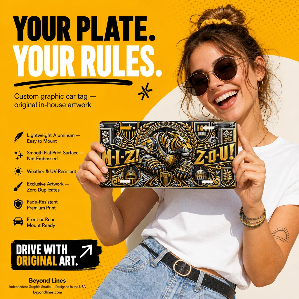 Missouri Tigers Mizzou Armored Tiger Aluminum License Plate Car Tag 12x6 In