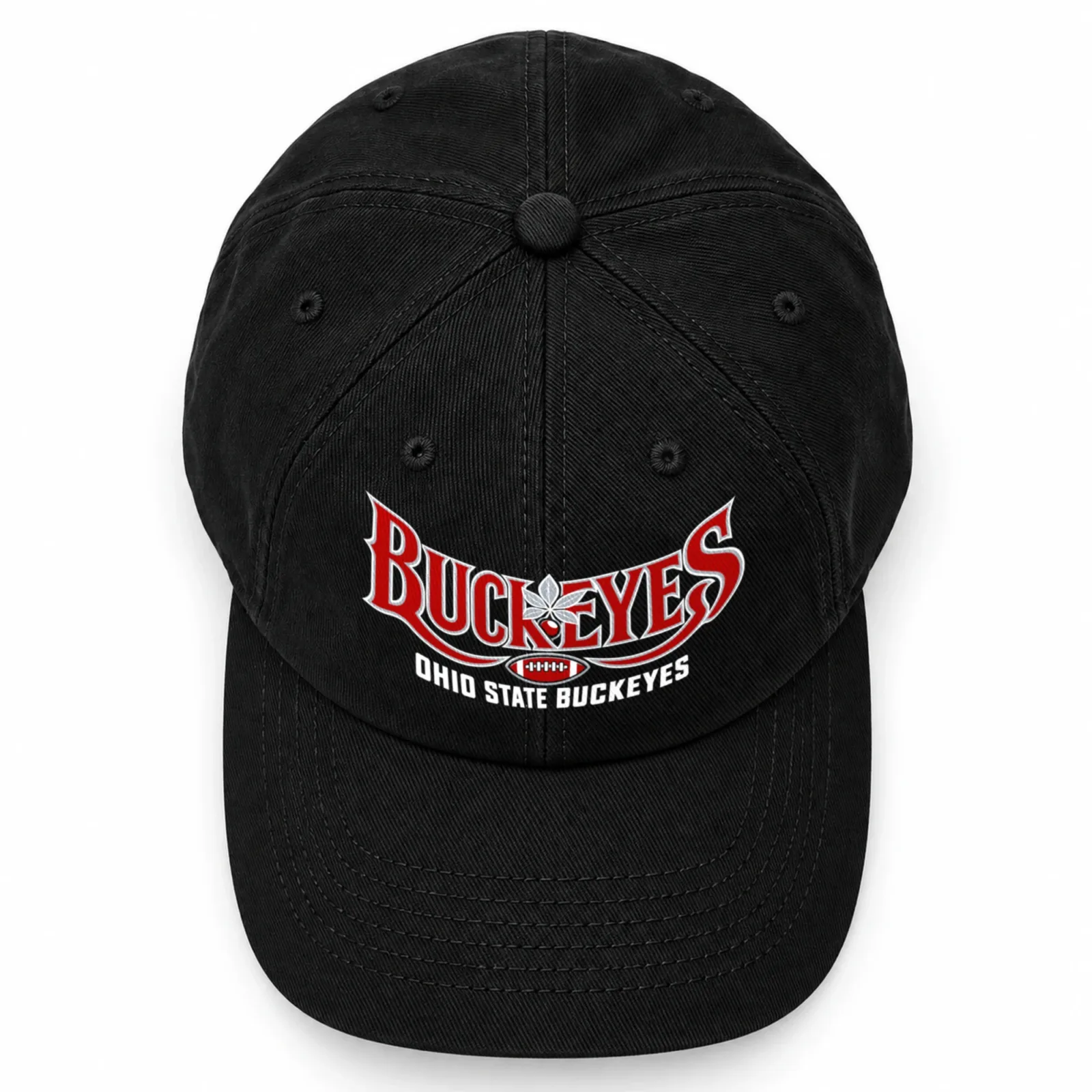 Ohio State Buckeyes Baseball Cap Black Flat Print Leaf Football Adjustable