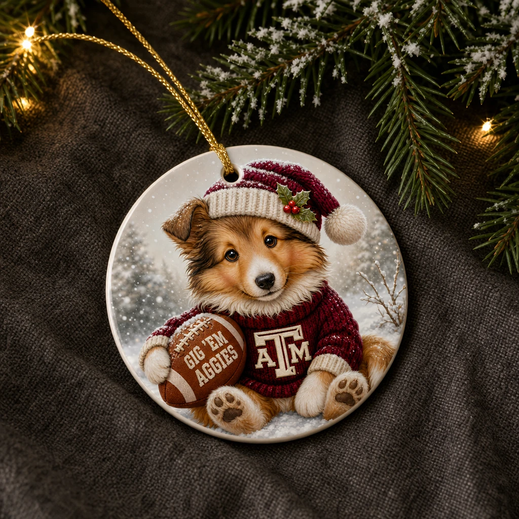 Texas A&M Aggies Ornament 2.75 in Double-Sided Aluminum Christmas Tree Decor