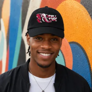 Alabama Crimson Tide Roll Tide Baseball Cap - Black Adjustable Elephant Graphic Print