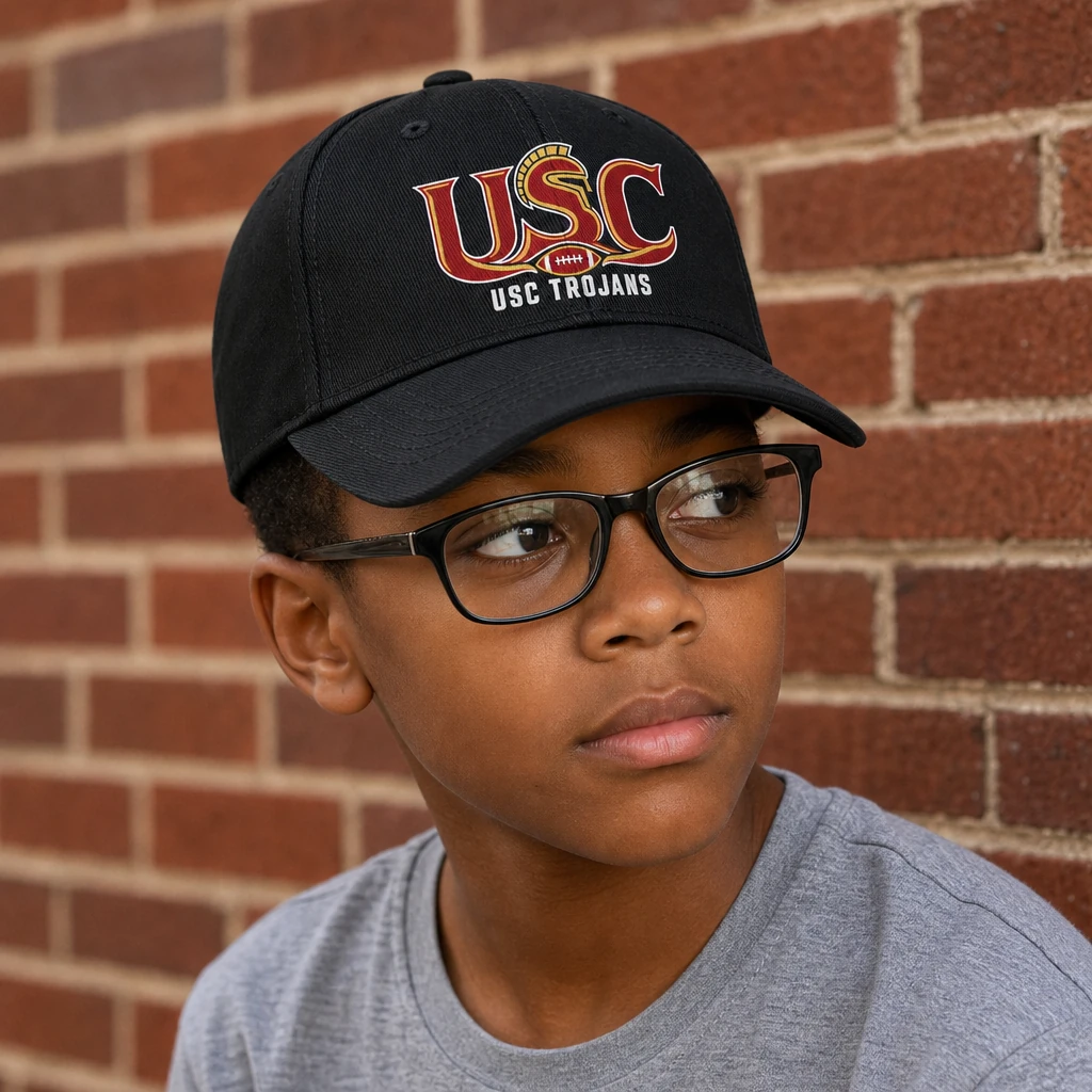 USC Trojans Baseball Cap - Black Washed Cotton Dad Hat