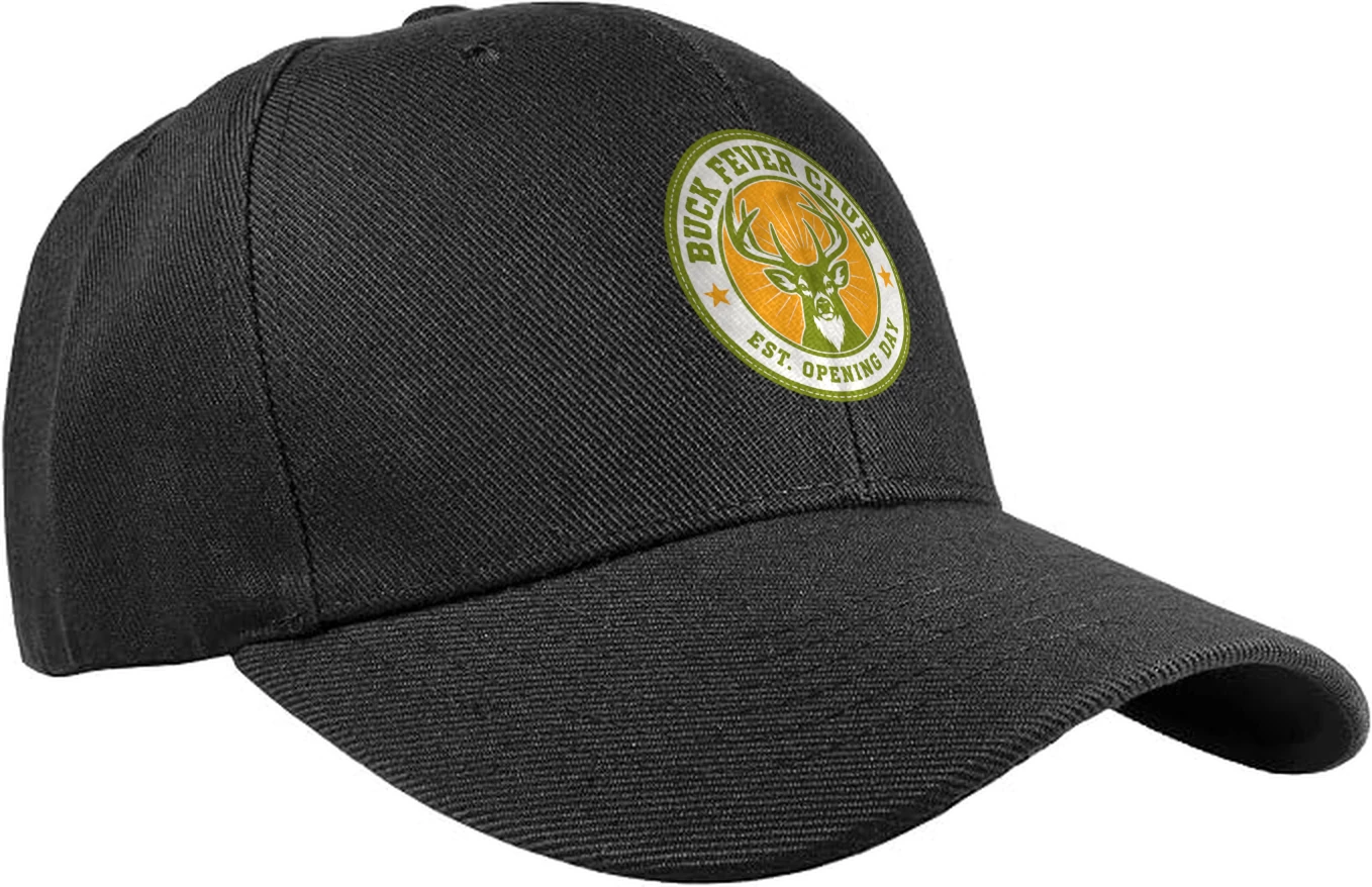 Buck Fever Club Hat, Whitetail Deer Hunting Black Low Profile Cap with Adjustable Buckle