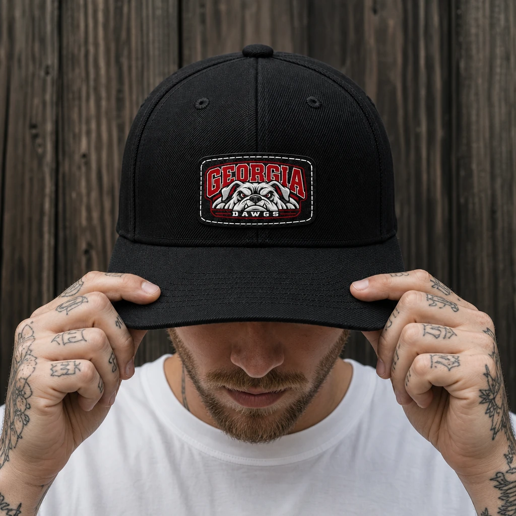 Georgia Bulldogs Low Profile Baseball Cap, Leatherette Patch Dad Hat