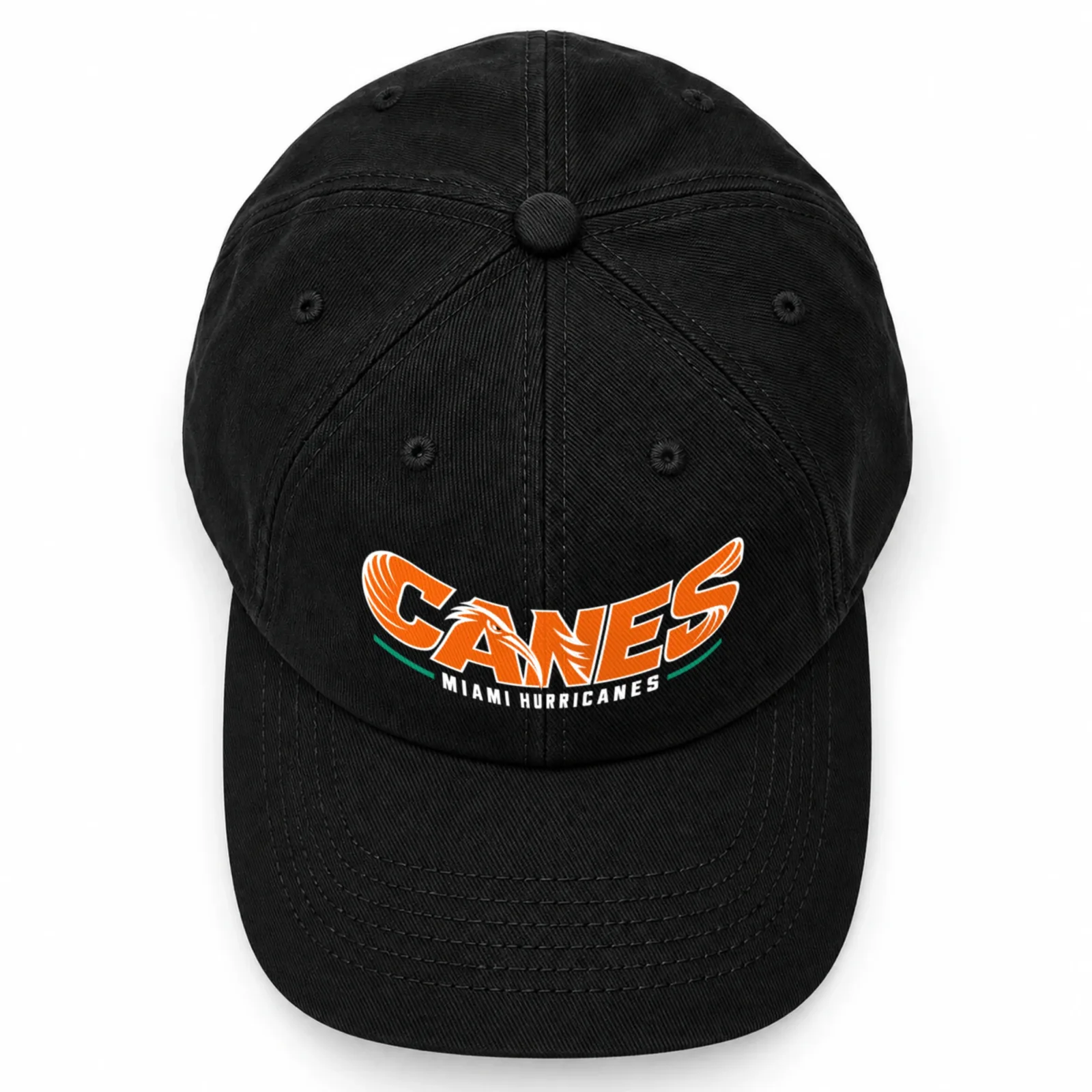 Miami Hurricanes Canes Washed Cotton Baseball Cap, Game Day Fan Dad Hat