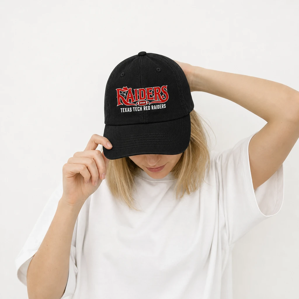 Texas Tech Red Raiders Baseball Cap Black Flat Print Western Football