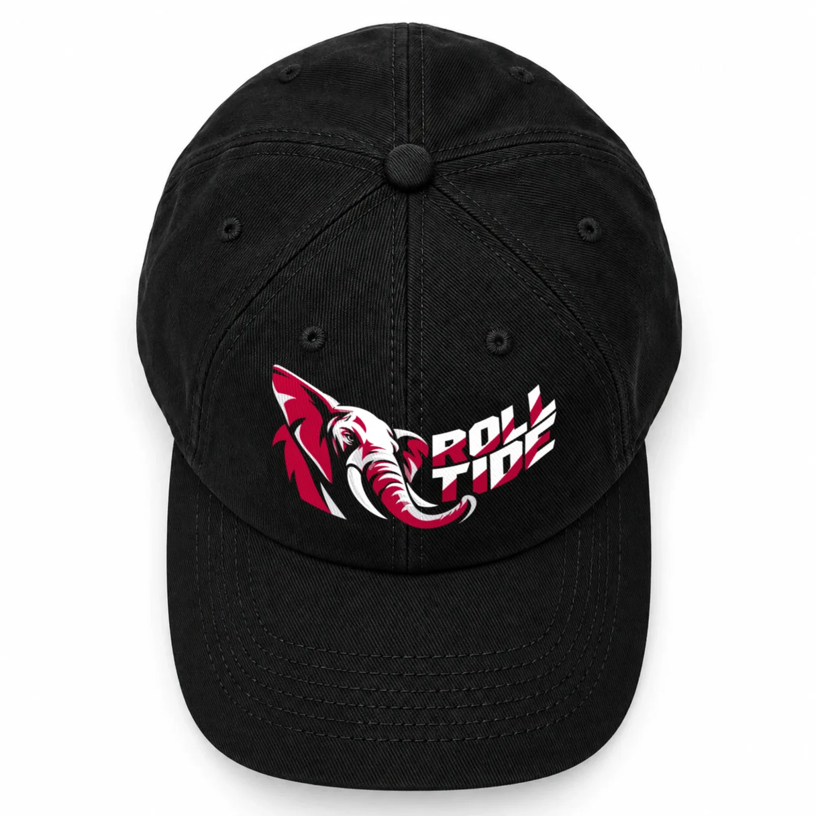 Alabama Crimson Tide Roll Tide Baseball Cap - Black Adjustable Elephant Graphic Print