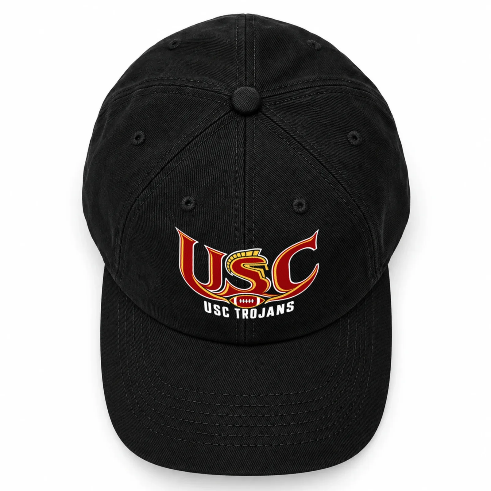 USC Trojans Baseball Cap - Black Washed Cotton Dad Hat