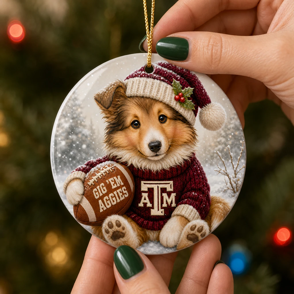 Texas A&M Aggies Ornament 2.75 in Double-Sided Aluminum Christmas Tree Decor