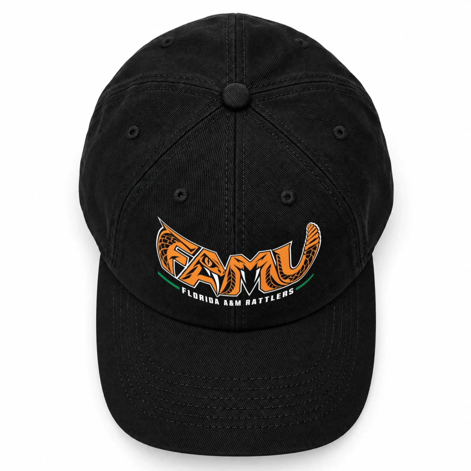 FAMU Dad Hat, Florida A&M Rattlers Rattlesnake Lettering Washed Cotton Cap