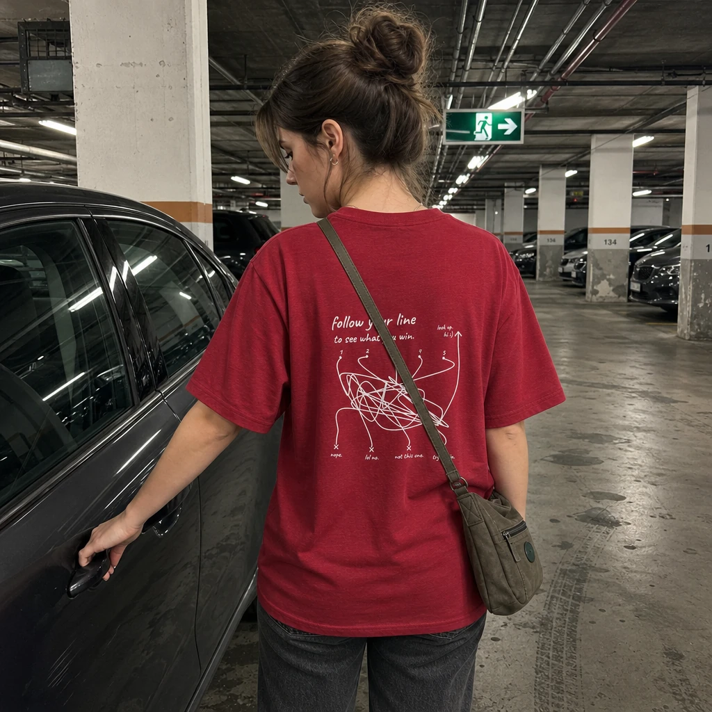 Funny Maze Graphic Tee - 100% Cotton Unisex - Antique Cherry Red