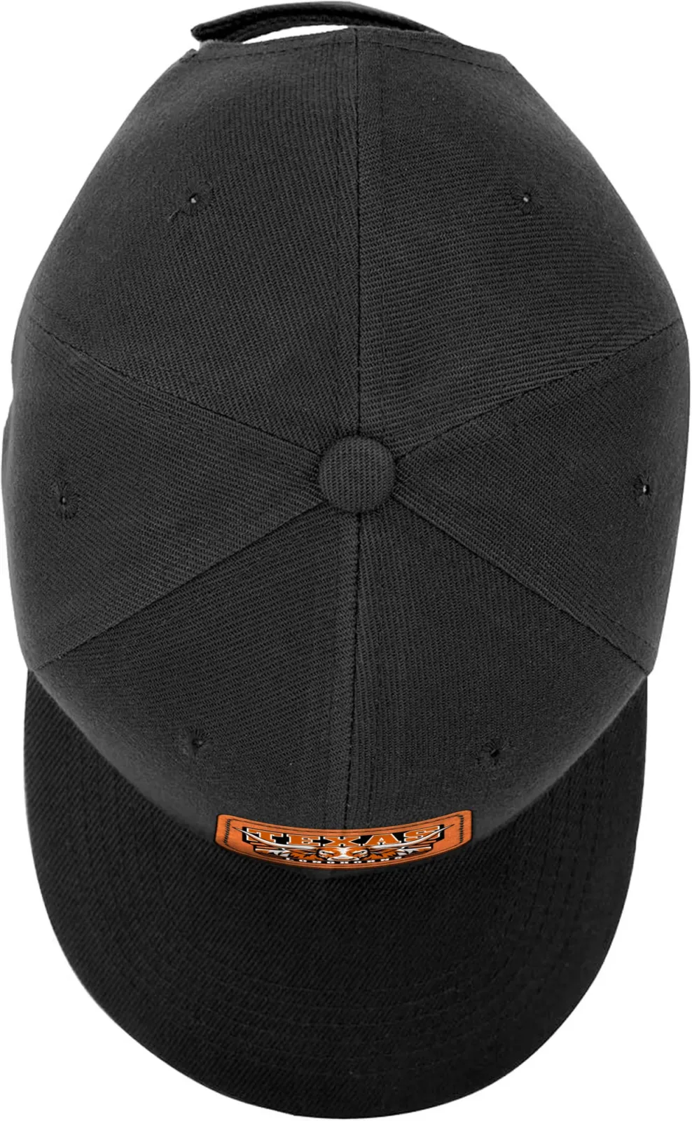 Texas Longhorns Cap with Leatherette Printed Patch, Black Adjustable Baseball Hat
