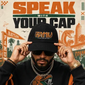 FAMU Dad Hat, Florida A&M Rattlers Rattlesnake Lettering Washed Cotton Cap