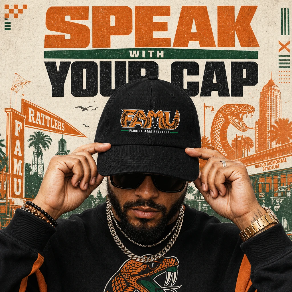 FAMU Dad Hat, Florida A&M Rattlers Rattlesnake Lettering Washed Cotton Cap