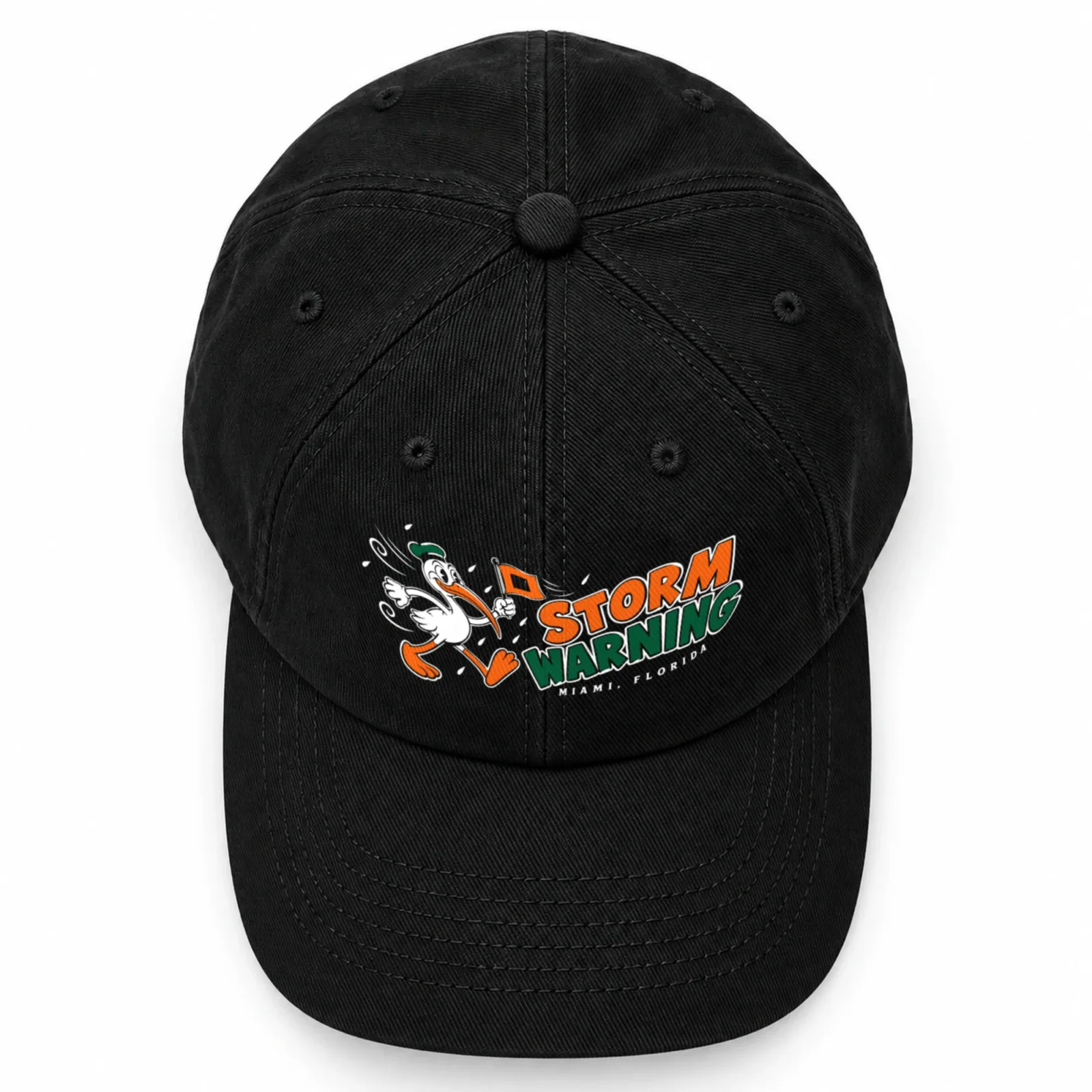 Miami Hurricanes Storm Warning Baseball Cap - Black Adjustable Ibis Graphic Print