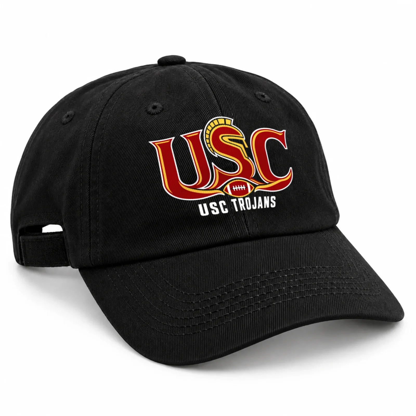 USC Trojans Baseball Cap - Black Washed Cotton Dad Hat