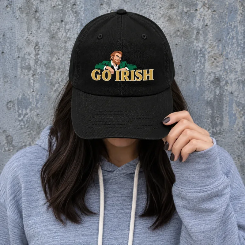 Go Irish Baseball Cap, Notre Dame Fighting Irish Fan Art Black Adjustable Hat