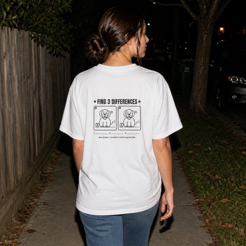 Find 3 Differences Funny Dog Graphic Tee