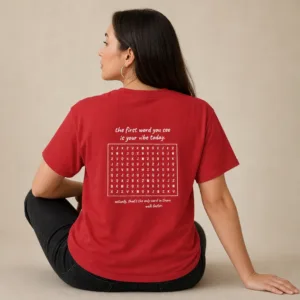 Funny Word Search Graphic T-Shirt - Unisex Humor Tee - Red