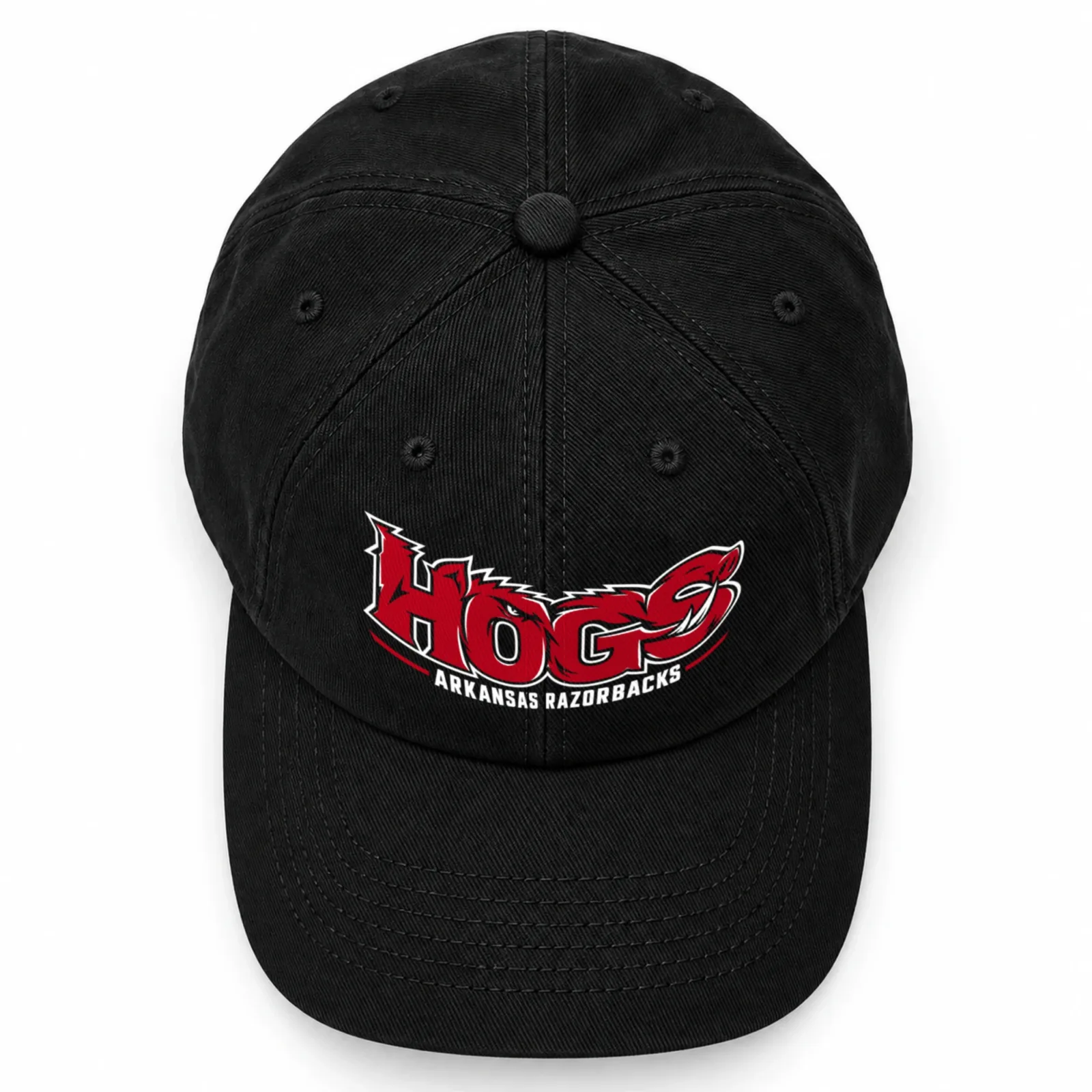 Arkansas Razorbacks Cap Black 100% Cotton Baseball Hat with Hogs DTF Print
