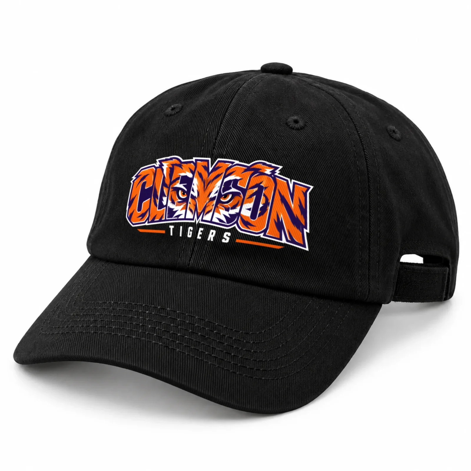 Clemson Tigers Tiger Eyes Washed Cotton Baseball Cap, Unisex Dad Hat
