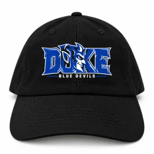 Duke Blue Devils Cap Black 100% Cotton Baseball Hat with Direct DTF Graphic Print