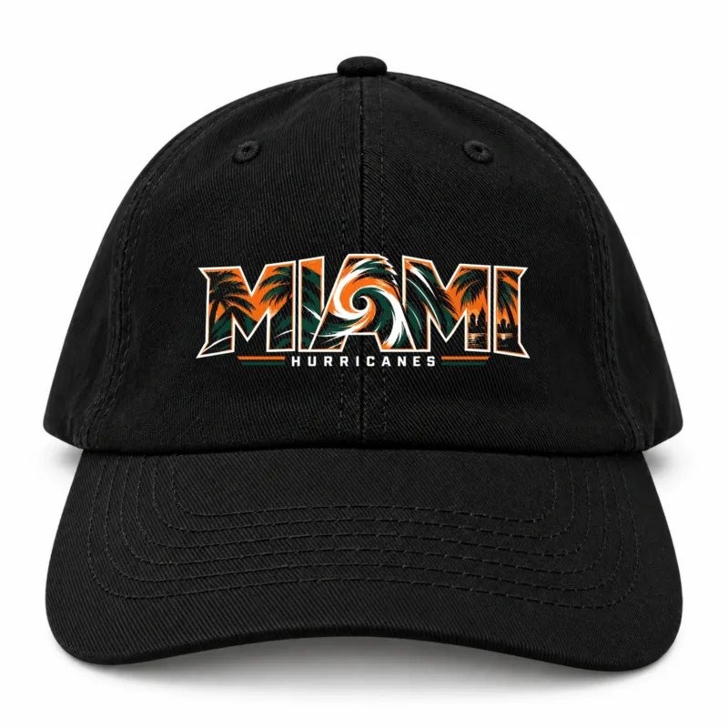 Miami Hurricanes Tropical Washed Cotton Baseball Cap, Unisex Dad Hat