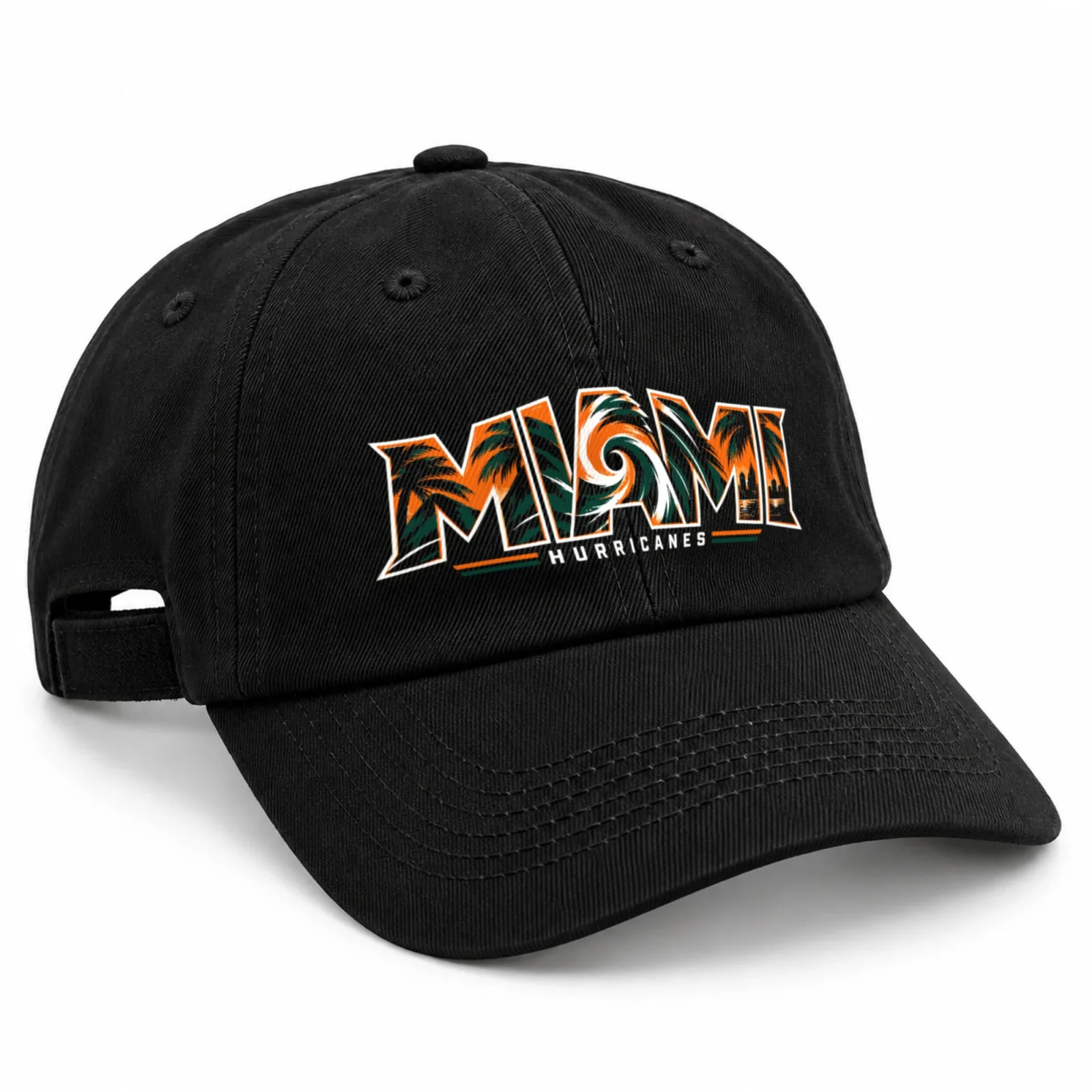 Miami Hurricanes Tropical Washed Cotton Baseball Cap, Unisex Dad Hat