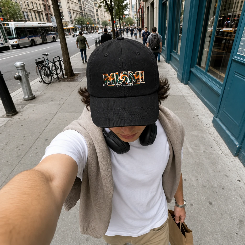 Miami Hurricanes Tropical Washed Cotton Baseball Cap, Unisex Dad Hat