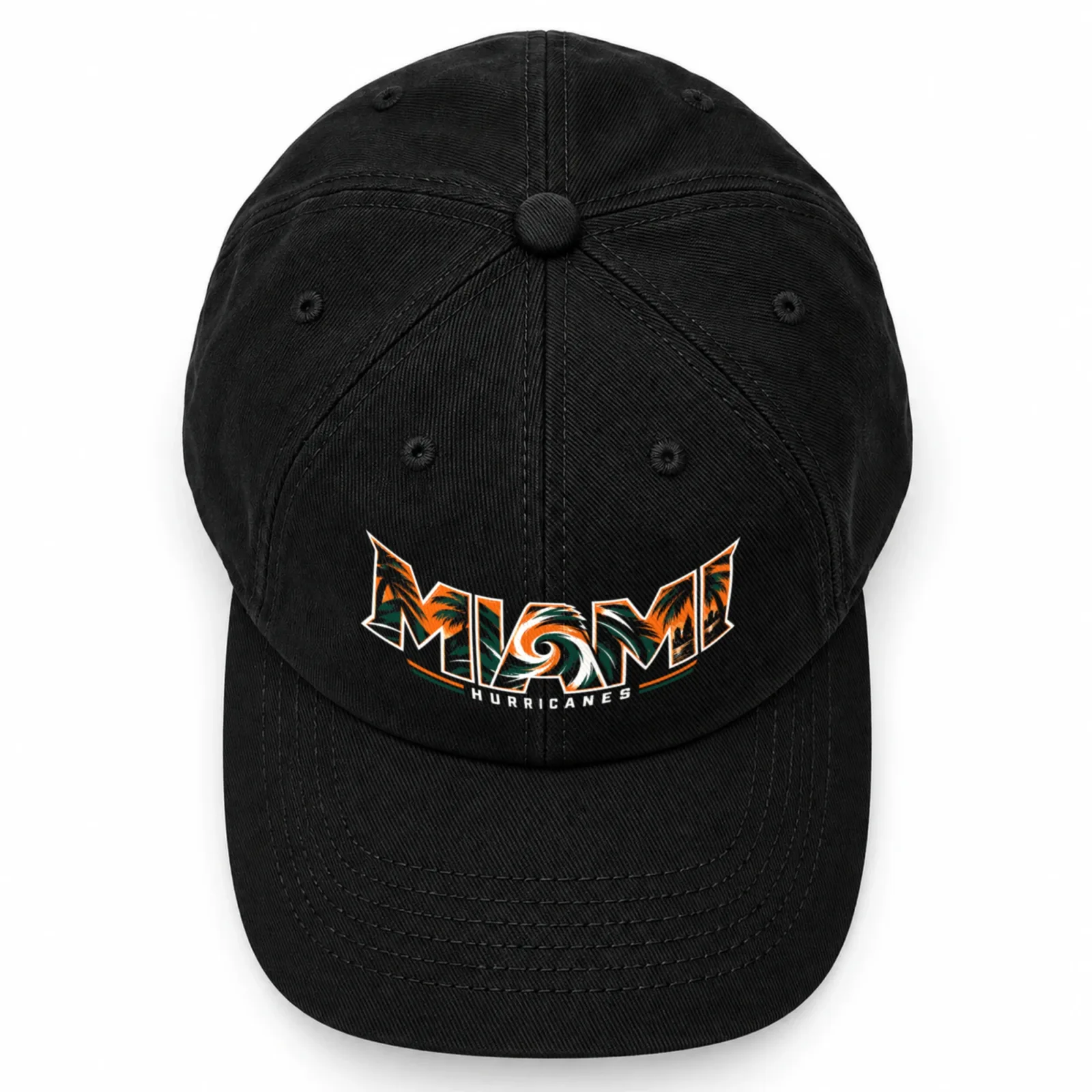 Miami Hurricanes Tropical Washed Cotton Baseball Cap, Unisex Dad Hat