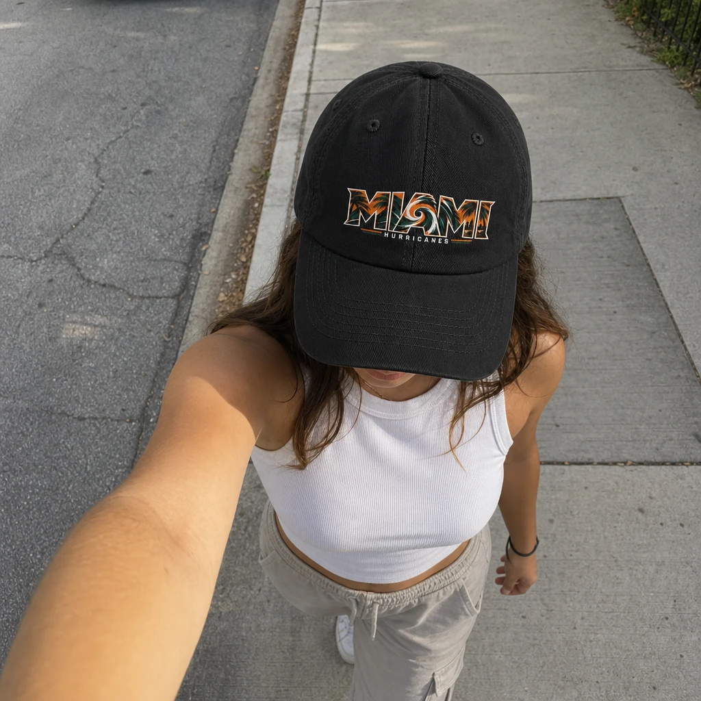 Miami Hurricanes Tropical Washed Cotton Baseball Cap, Unisex Dad Hat