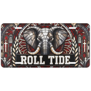 Alabama Crimson Tide Stained Glass Elephant License Plate (Flat Print - Not Embossed)