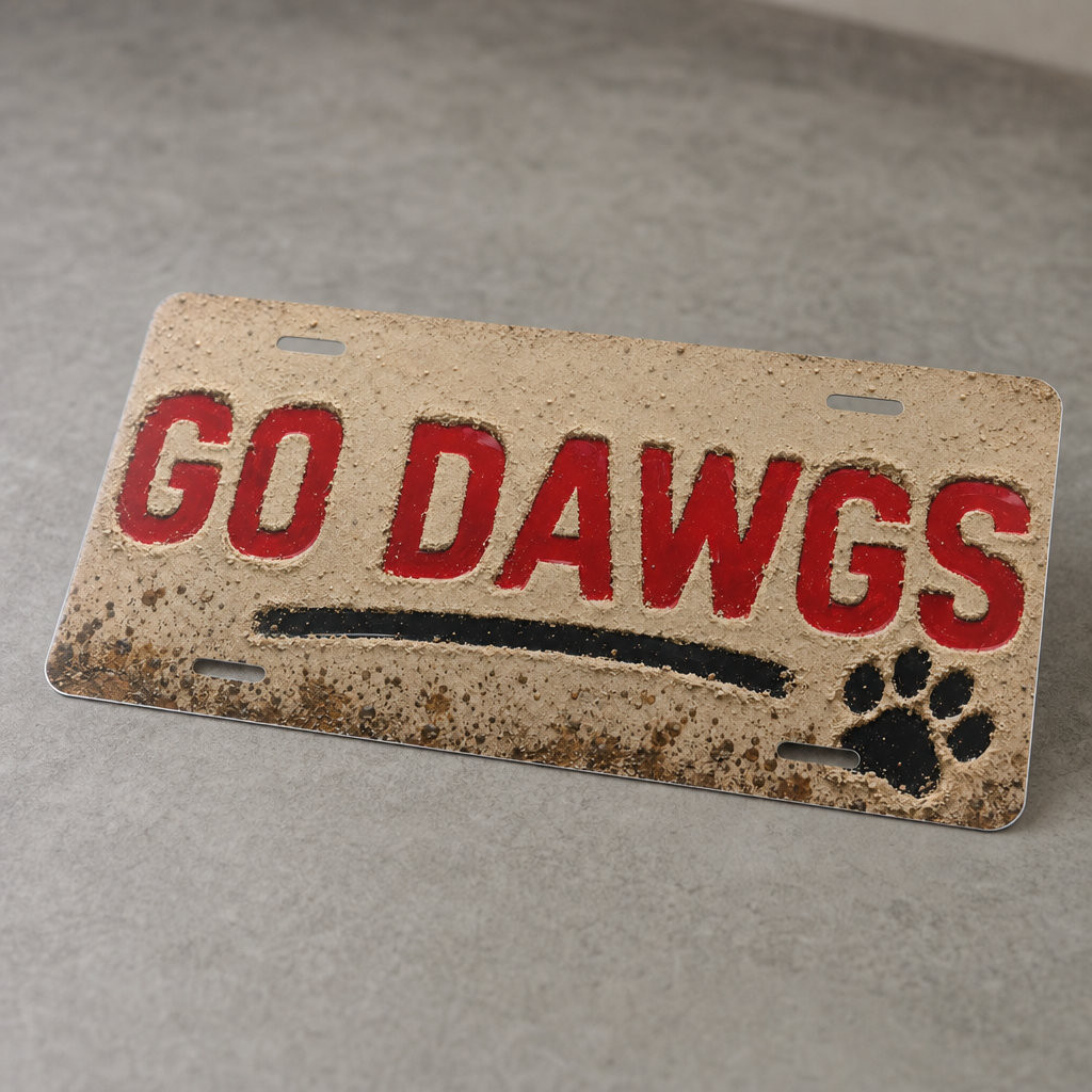 Go Dawgs Flat Print License Plate - Rustic Team Pride - Image 4